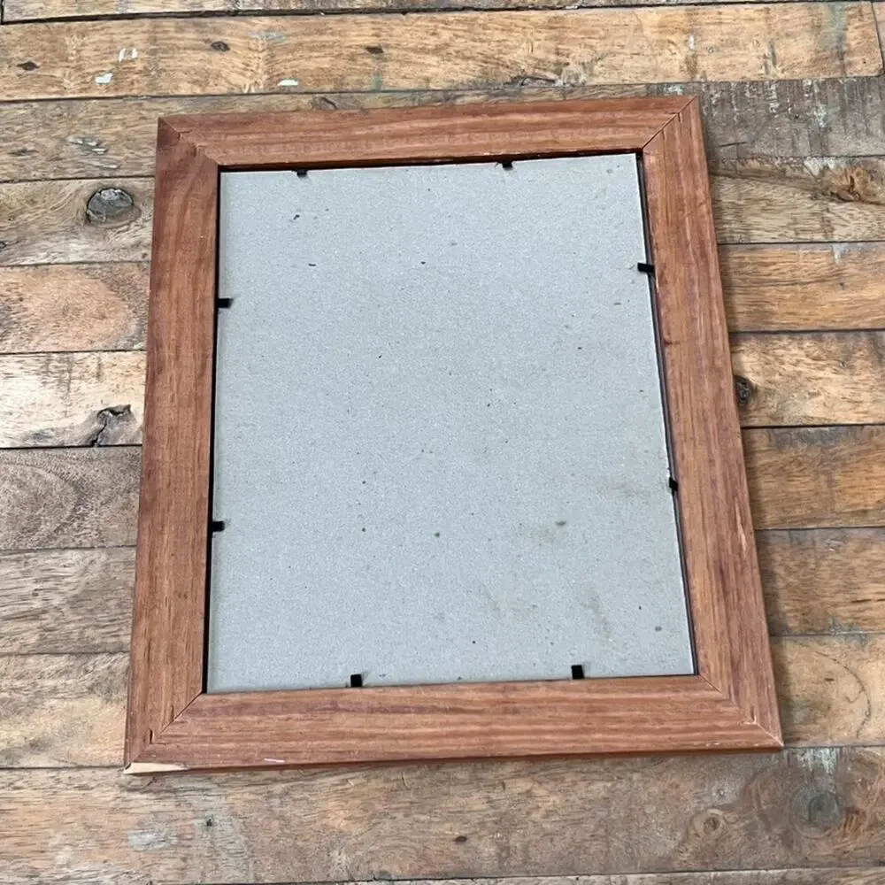 70's Wood Grain Finish Photo Frame Wall Mount Home Decor